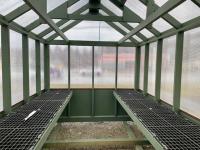 8 x 12 Greenhouse w/ high tunnel vent  - inside - shelves