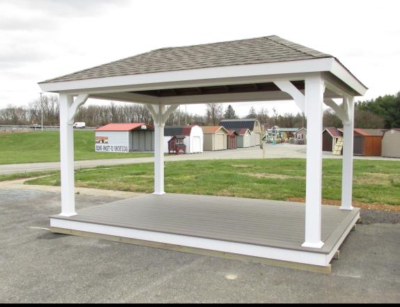 10X14 VINYL HIP ROOF PAVILION W/ FLOOR AT PINE CREEK STRUCTURES IN YORK,PA.